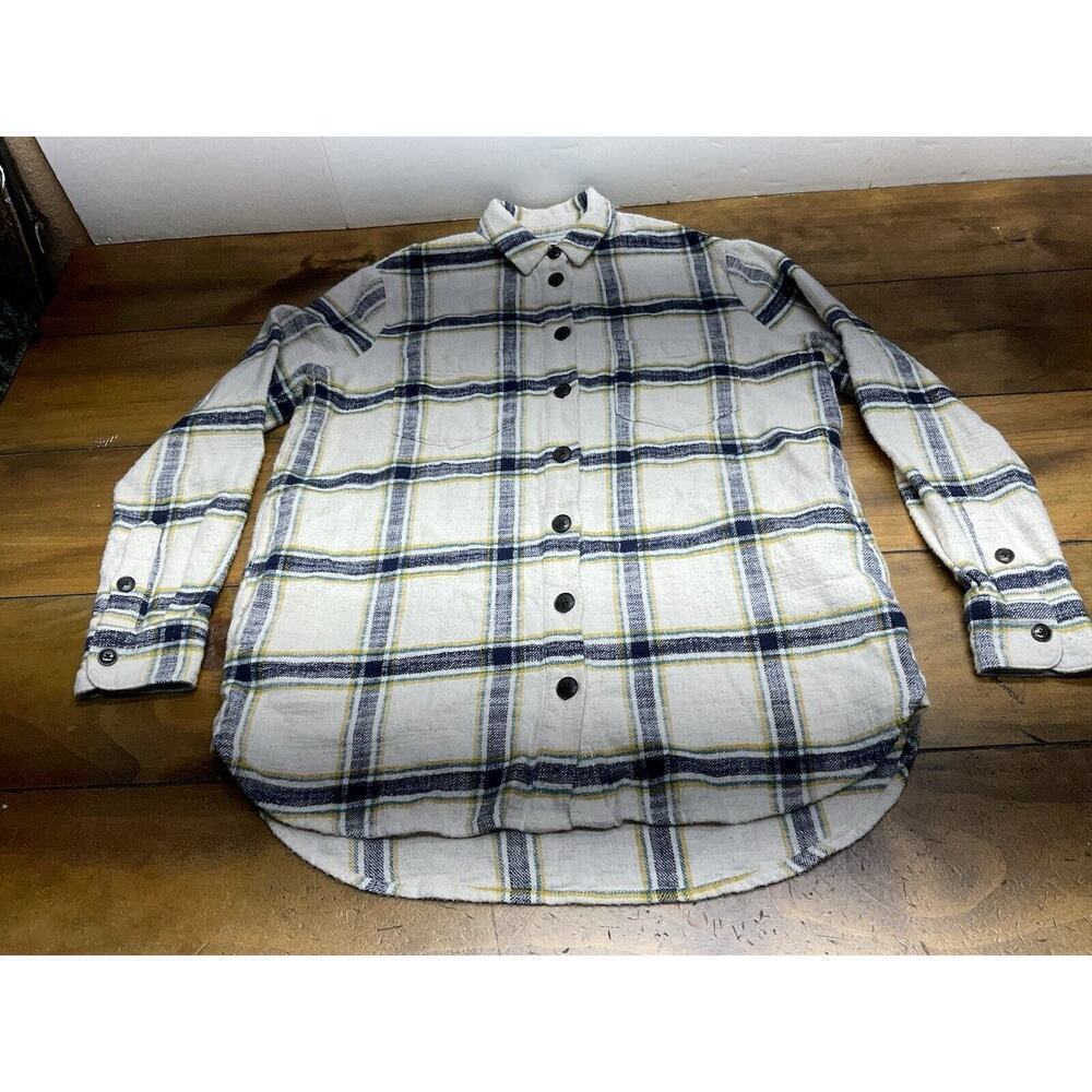 Madewell Shacket Shirt Womens XS Cream Oversized Pockets Button Up Long Sleeve